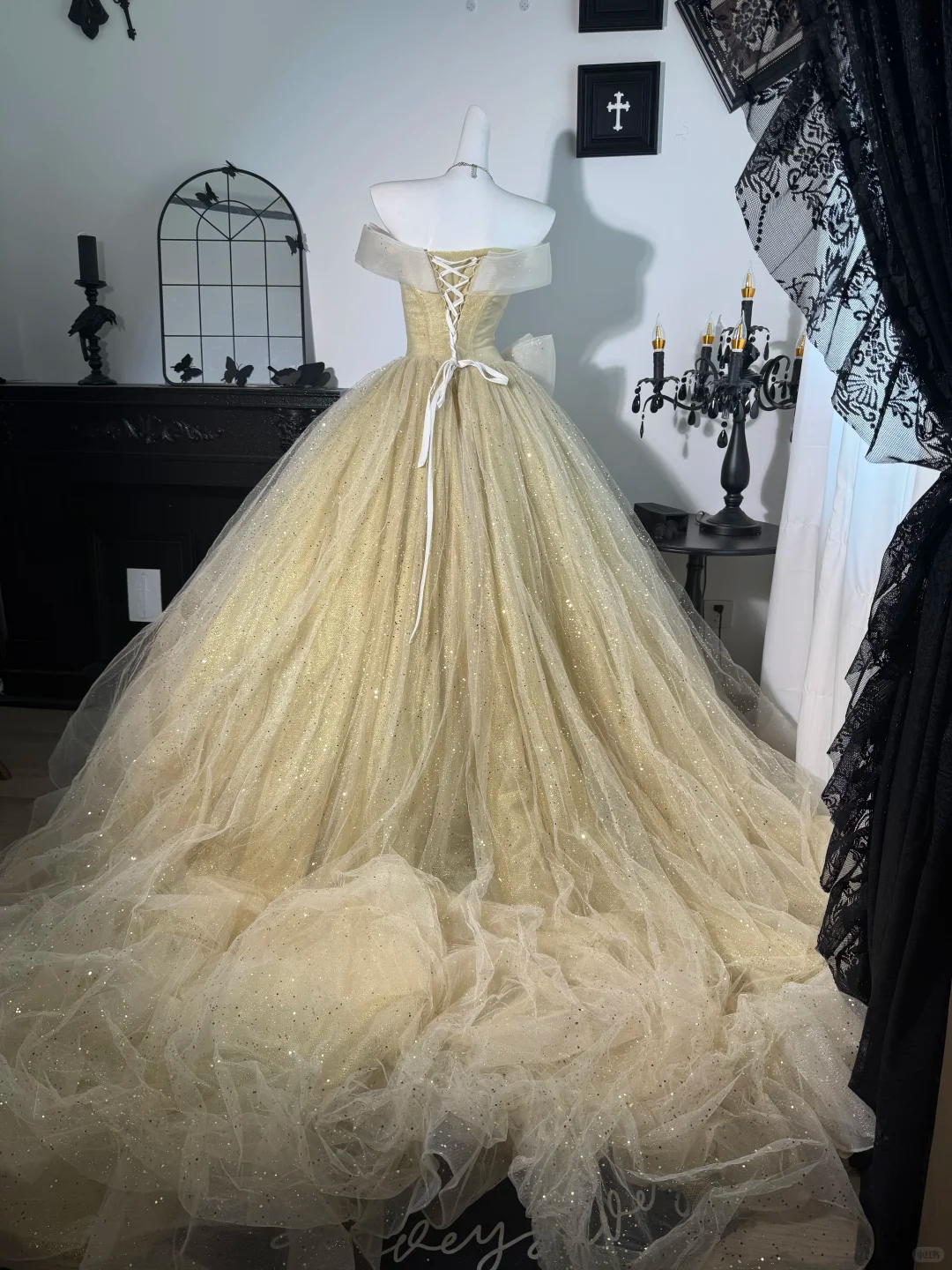 Light Yellow One Shoulder Waist-Cinched Voluminous Long Evening Dress, Fairy Gown, Romantic Gown gh7368