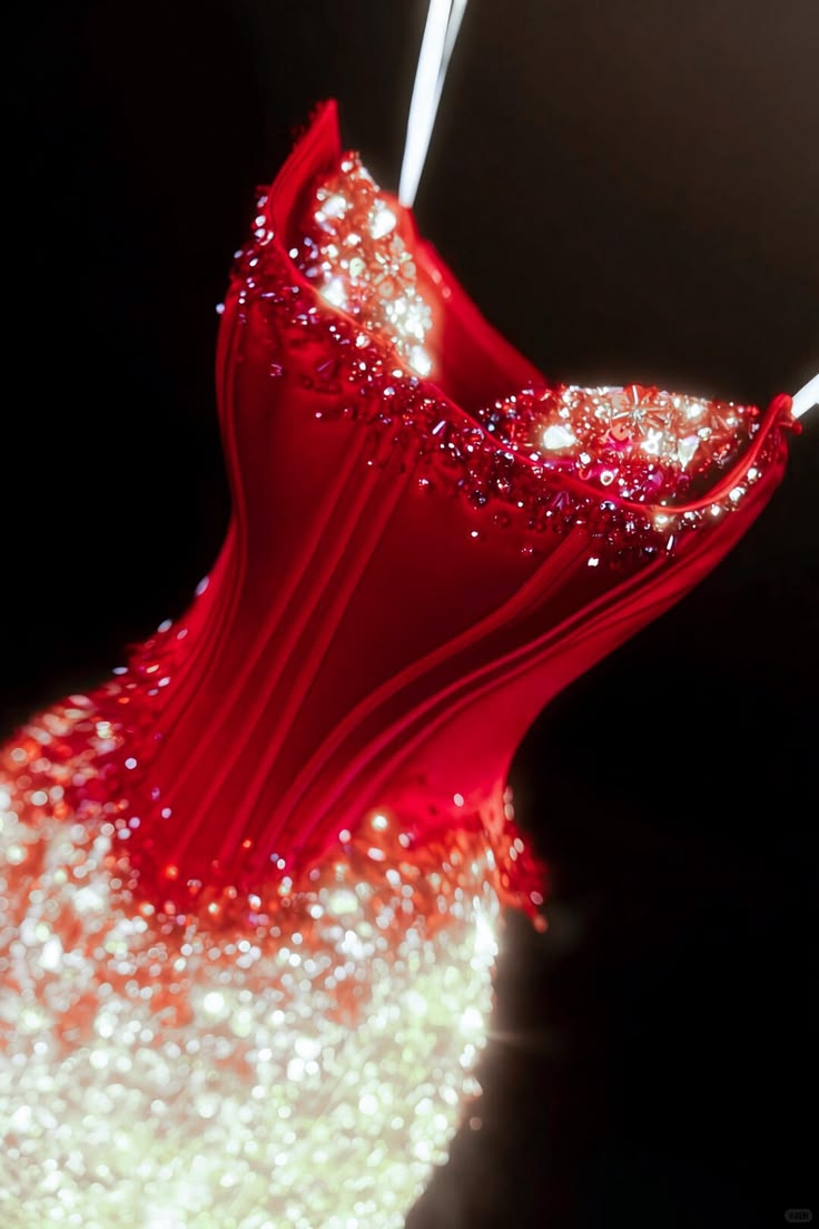 ✨Girlhomeshops-Red White Ombre Rhinestone Beaded Mermaid Prom Dress gh10173