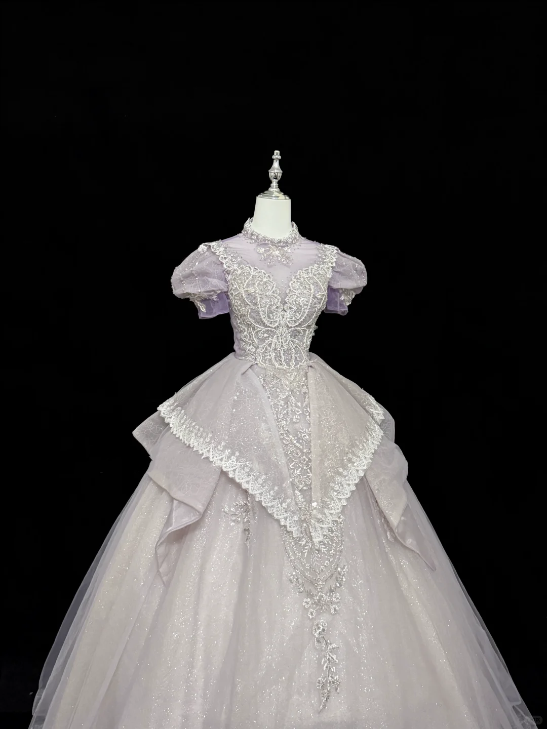 Puff Sleeves Round Neck Embroidery High-End Cinched Waist Voluminous Princess Skirt Long Romantic Dress, Wedding Gown gh7837