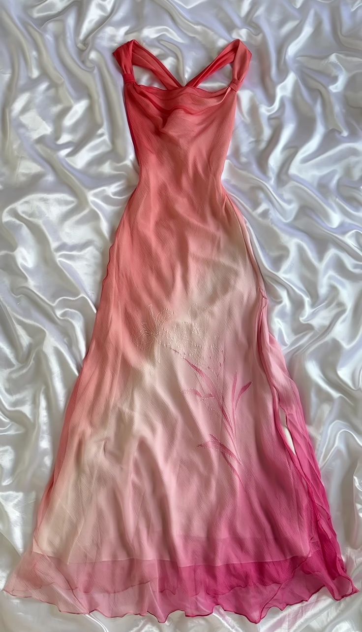 Rosa Mode Gradienten Orchidee Elegante Lange Chiffon Ballkleid Abendkleid Partykleid gh3281