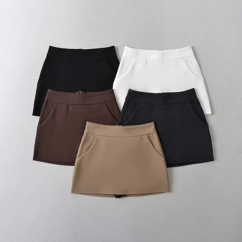 Eleganter, minimalistischer weißer Midirock für Damen, figurbetonter Sommerrock mit hohem Bund, perfekt für zierliche und attraktive Frauen. 11437