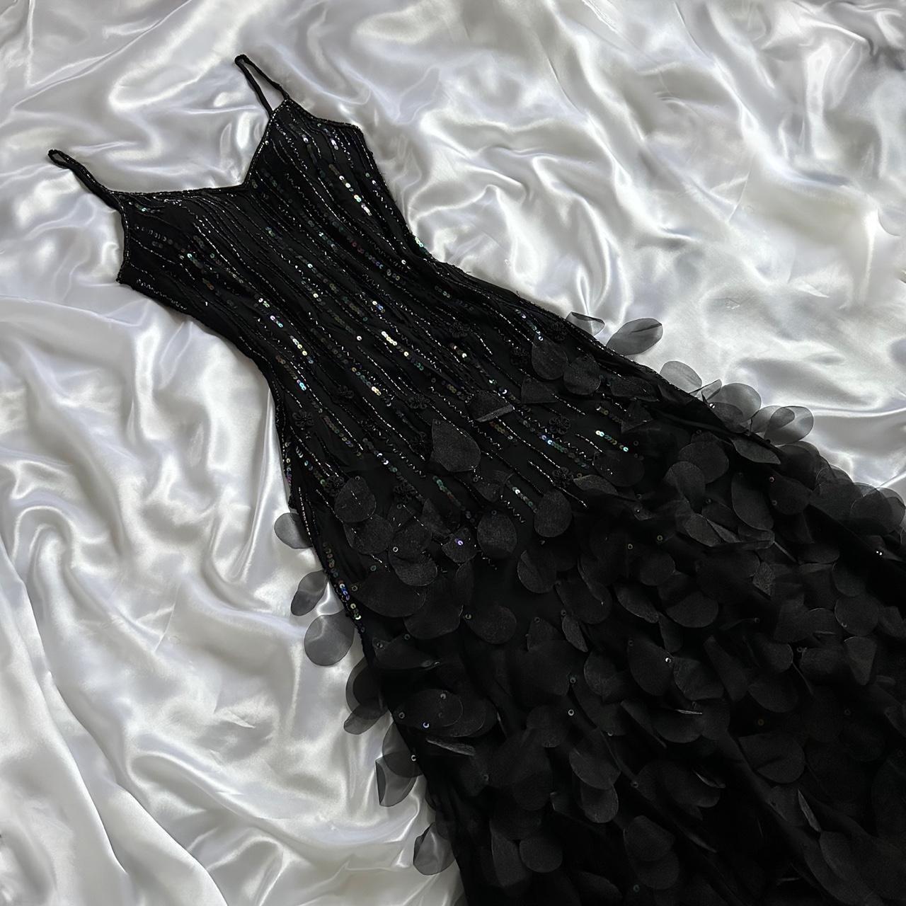 Schwarzes, glänzendes, elegantes, langes Ballkleid mit Spaghettiträgern und Pailletten, Ballkleid, Abendkleid, Partykleid, gh3142