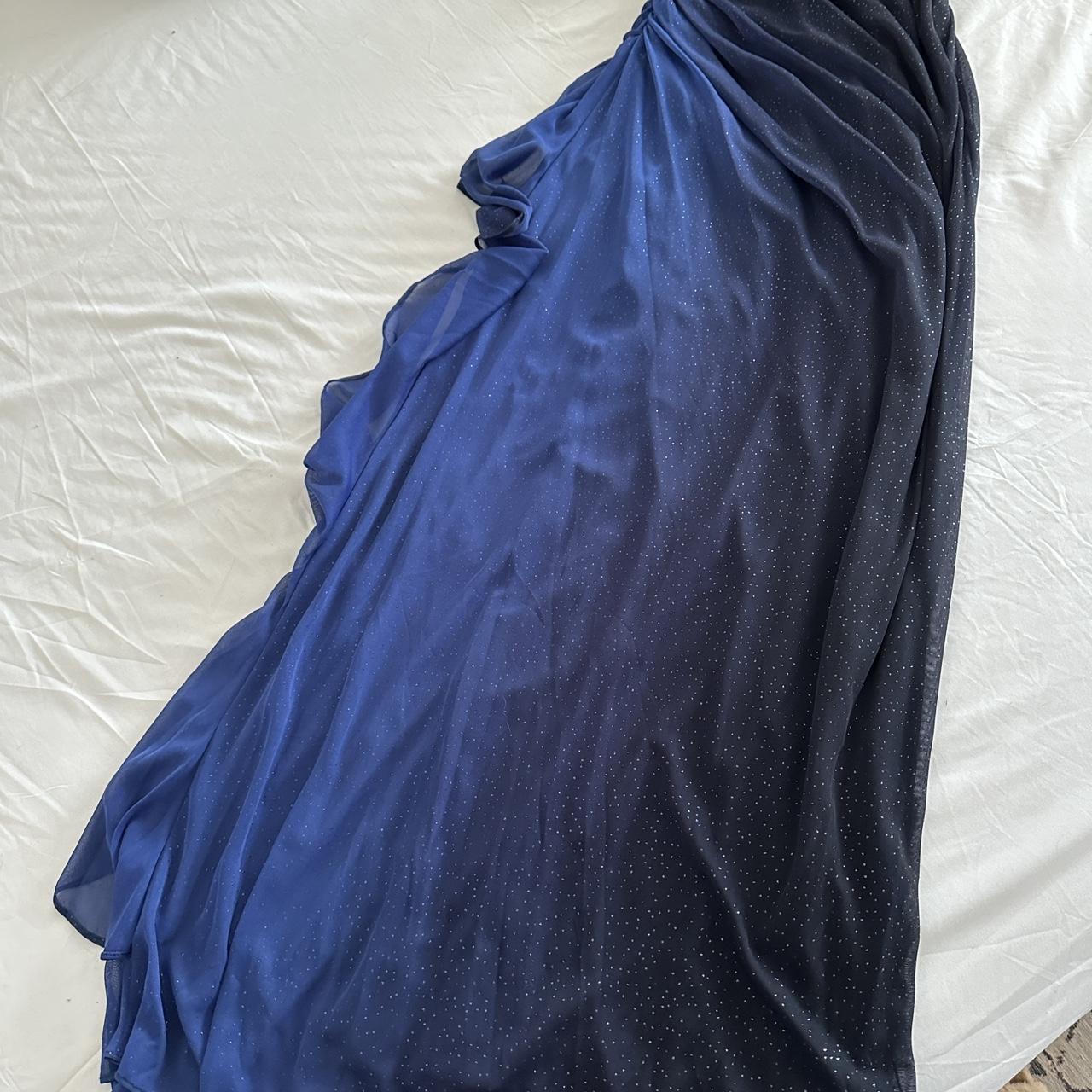 Dunkelblaues Ombre-Kleid, umwerfend funkelnd, Retro-Mode, umwerfend elegant, zarter Strass, langes Chiffon-Ballkleid, Abendkleid, Geburtstagspartykleid, Abschlussballkleid, gh3884