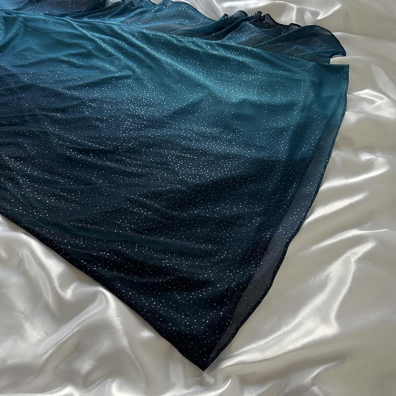 Indigo Glänzend Elegant Mode Trägerlos Langes Tüll Ballkleid Abendkleid Geburtstagspartykleid gh3564