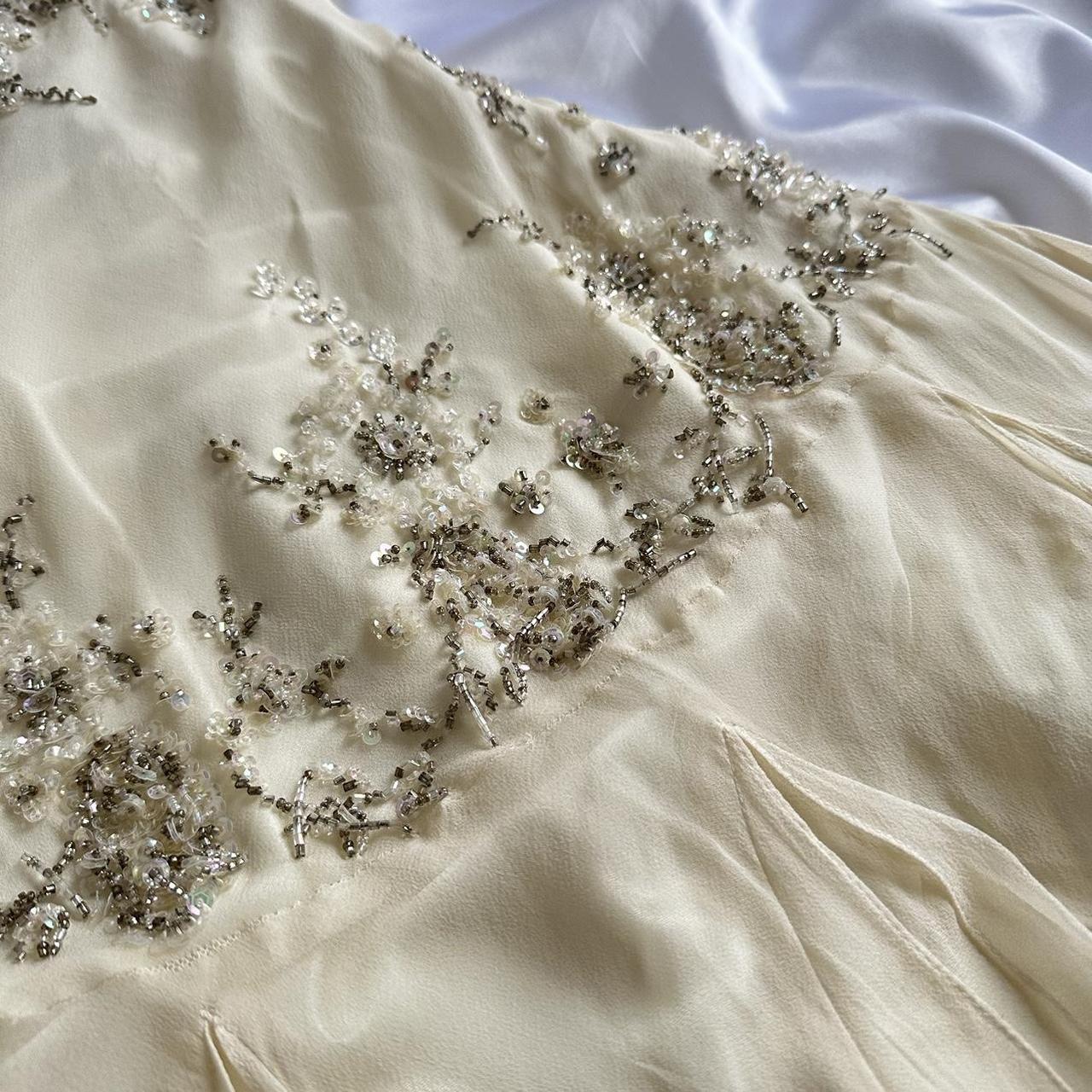 Elfenbein glänzend Mode elegant schön Exquisite Perlen lange Chiffon handgefertigt individuelle Ballkleid Abendkleid Partykleid Ballkleid gh3748