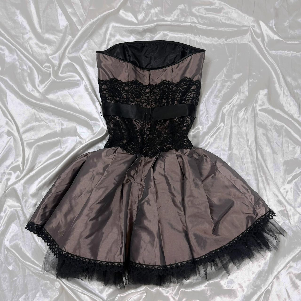 Robe de bal en dentelle marron et noire Y2K, robe de retour à la maison, robe gothique, robe de fée gh4597
