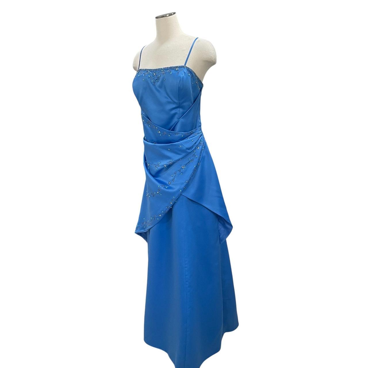 Robe de soirée longue en satin à fleurs, robe de soirée vintage glamour, perles bleues, gh4351