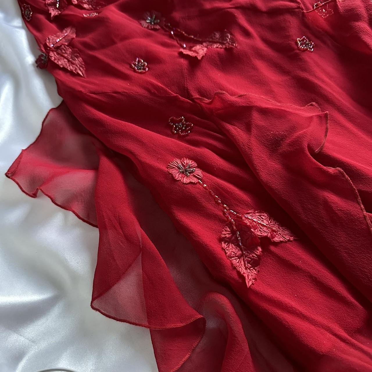 Rot wunderschöne mode edel ziemlich exquisite perlen lange chiffon rüschen handgefertigte benutzerdefinierte ballkleid abendkleid partykleid gh3548