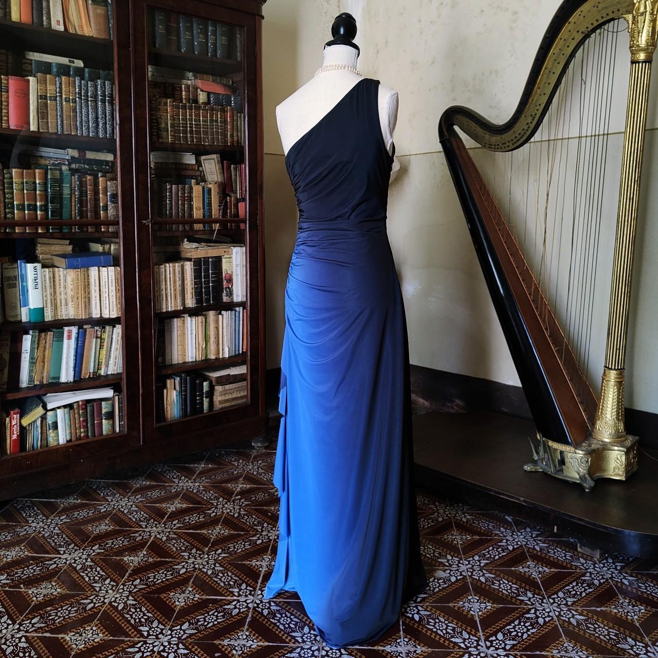 Robe de soirée longue en mousseline de soie à une épaule, élégante, dégradé de mode rétro bleu, robe de soirée, robe de soirée gh3530
