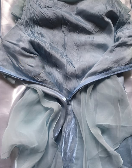 Robe de soirée longue en tulle à bretelles spaghetti élégante violet/vert menthe gh3304