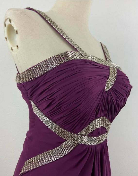 Robe de soirée longue en mousseline de soie et tulle, tenue de bal, de demoiselle d'honneur, violette, charmante, simple et élégante, à volants, bretelles, gh3622