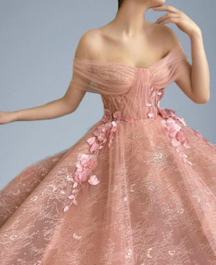 Weg von der Schulter-Schatz-3D-Blumen-Falten-Spitze-Taschen-Tüll-Abschlussball-Kleid-formalen Hochzeitsfest-Kleidern gh2189