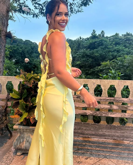 💛🍋Gelbes, modisches, elegantes, langes, schmal geschnittenes Ballkleid aus Satin mit Rüschen, Abendkleid, Gartenpartykleid, Abschlussballkleid, Ballkleid, Partykleid für Hochzeitsgäste, Brautjungfernkleid gh3984