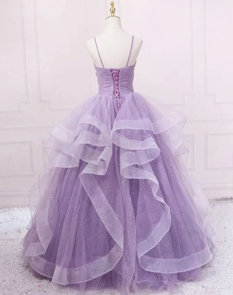 Grün/blau lange glänzende elegante Spaghetti-Trägern lange Rüschen Organza Ballkleid Abendkleid Quinceanera Kleid gh903