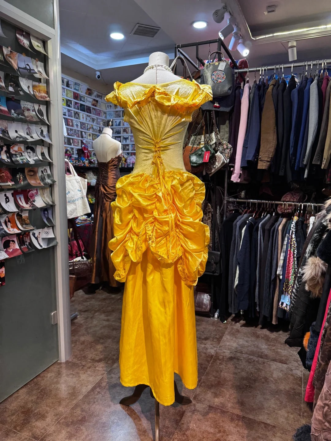 Robe de soirée longue et élégante de princesse rétro jaune, style princesse Belle et la Bête, gh4211