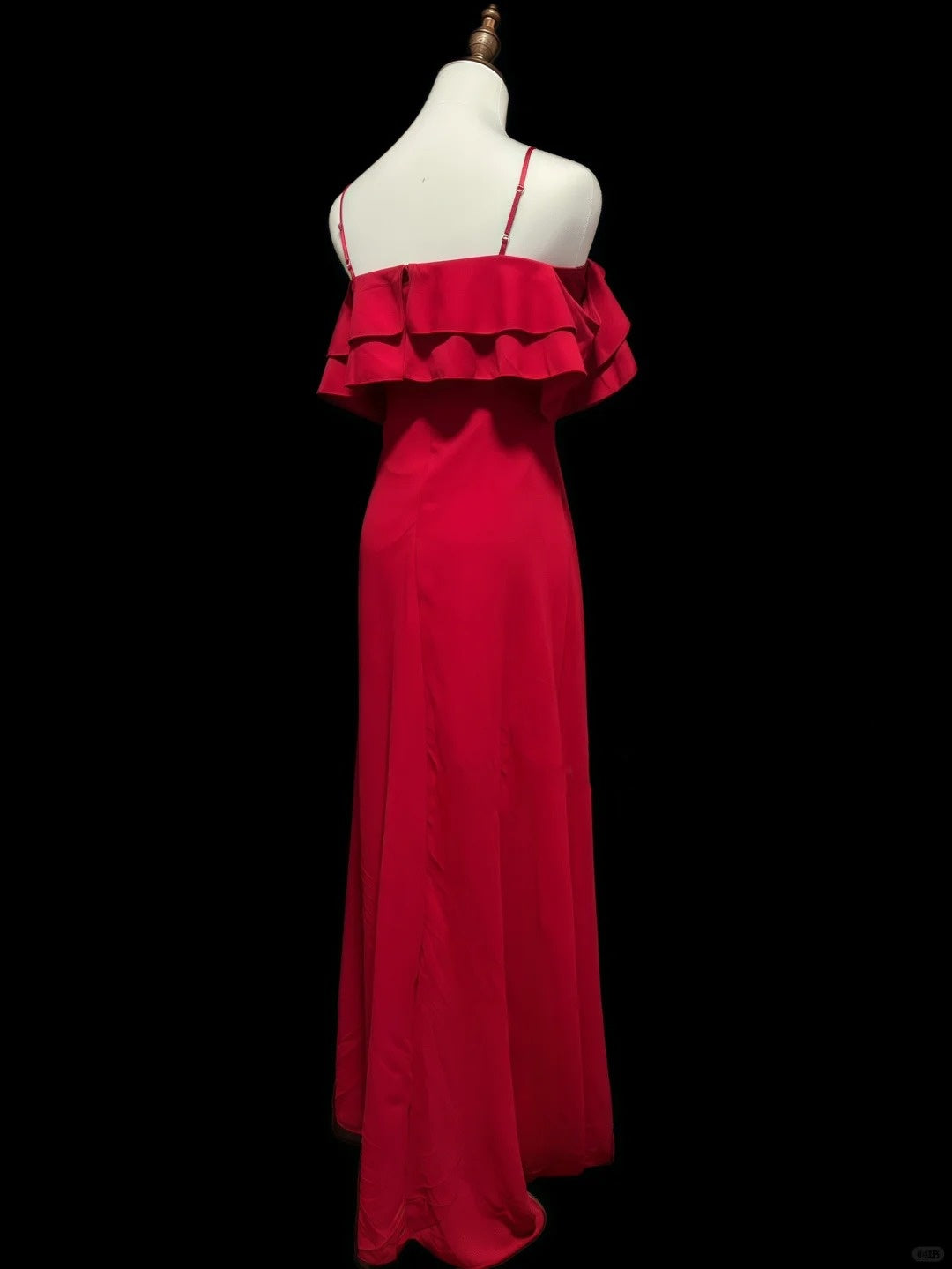 Rot Elegant Süß Mode Rüschen Schulterfrei Lang Satin Chiffon Ballkleid Abendkleid Geburtstag Hochzeit Brautjungfernkleid Partykleid Abschlussballkleid gh3935