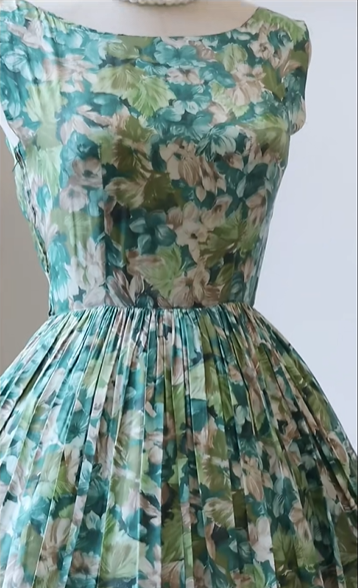 Vintage Boat Neck Sleeveless Floral Homecoming Dress Pleated Full A-Line Skirt Cocktail Gown gh9398