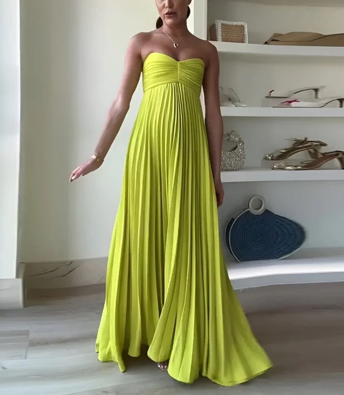 Robe de soirée longue en mousseline de soie élégante à la mode jaune robe de soirée pour invités de mariage gh3430