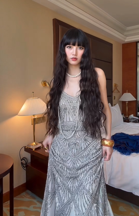 Light Gray Vintage Beaded Spaghetti Strap Exquisite Long Prom & Evening Party Dress gh8390