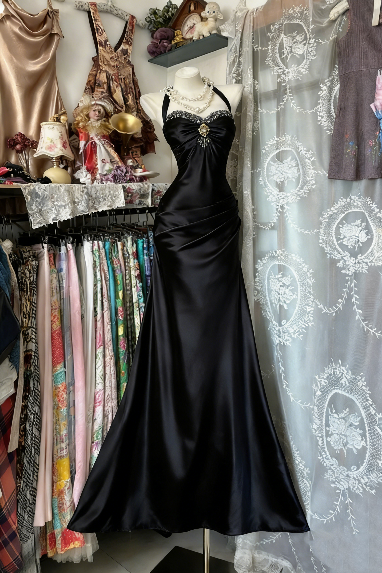Robe de bal longue en satin rétro élégante gh6844