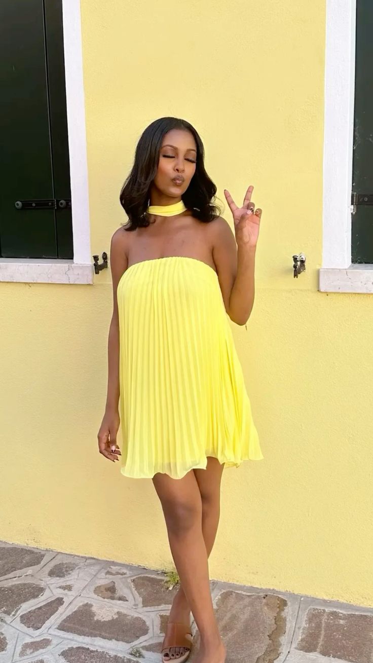 Robe de soirée courte en mousseline de soie, simple et à la mode, jaune, pour les vacances à la plage, les voyages, gh4882