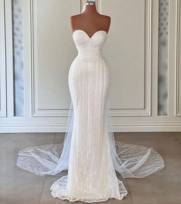 Weißes, luxuriöses, elegantes und exquisites langes Abendkleid/Hochzeitskleid/Brautkleid gh6873