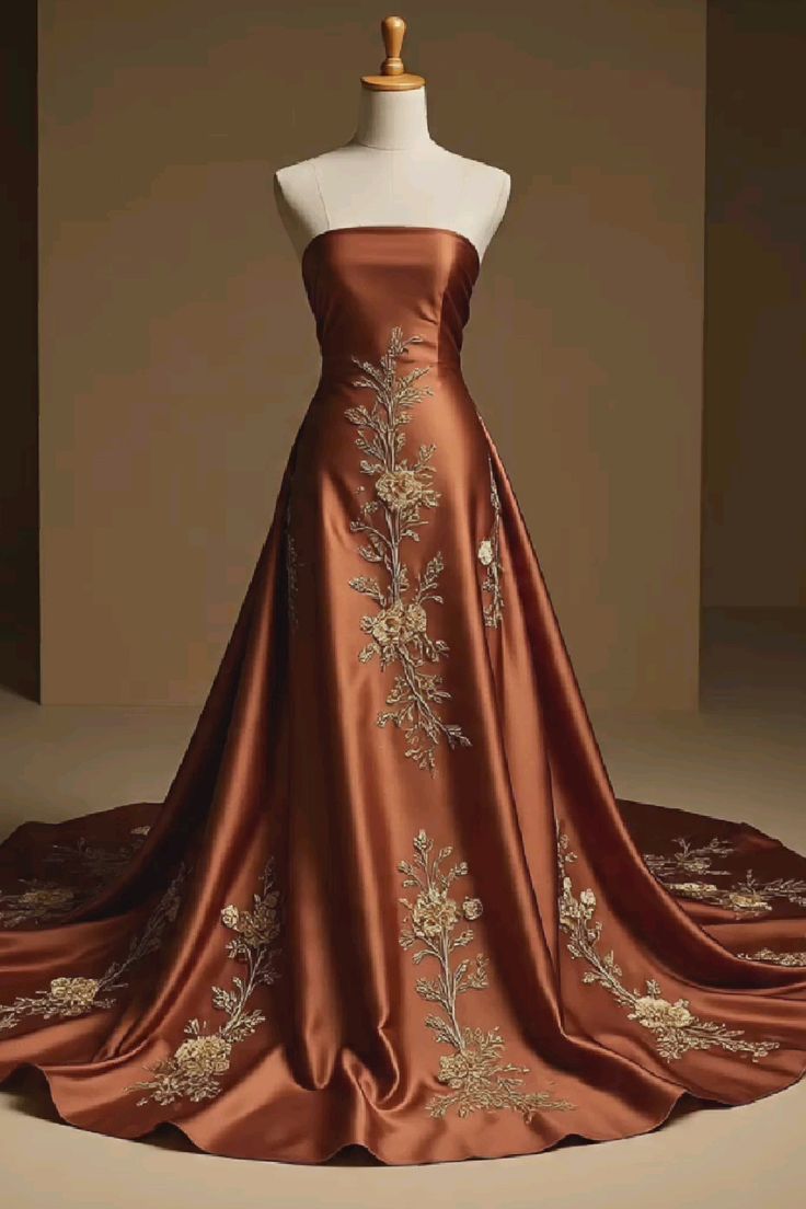 girlhomeshops-Langes Ballkleid aus Satin mit Blumenmuster und bodenlanger Schleppe gh6158
