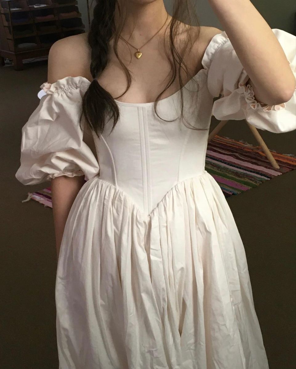 Girlhomeshops - Robe de bal longue blanche, simple, décontractée, style rétro, manches bouffantes, style maternité, gh5851