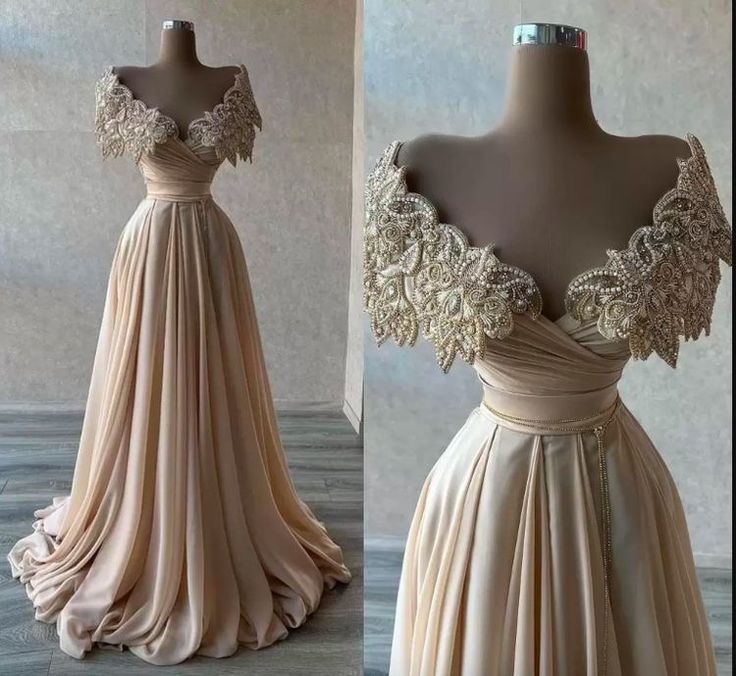 Champagner Luxus Glänzend Perlen Lange Tüll Elegante Ballkleid Abendkleid Party Kleid gh3279