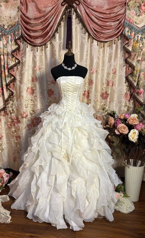 Elfenbein Mode Elegante A-linie Lange Tüll Rüschen Ballkleid Abendkleid Brautkleid gh3551