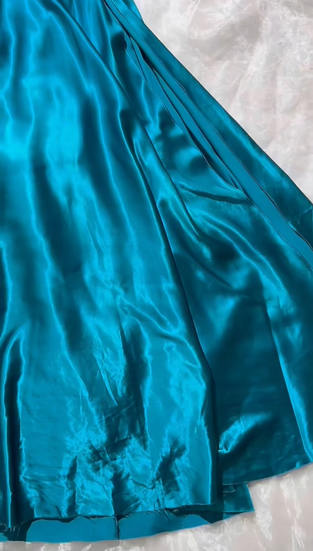 Vintage Elegant Lake Blue Satin Halter Prom & Evening Party Dress, Fitted Waist Slim Silhouette gh8540