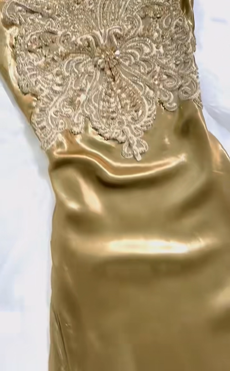 Classical Gold Rhinestone Fitted Waist Slim Long Prom & Evening Party Dress gh8515