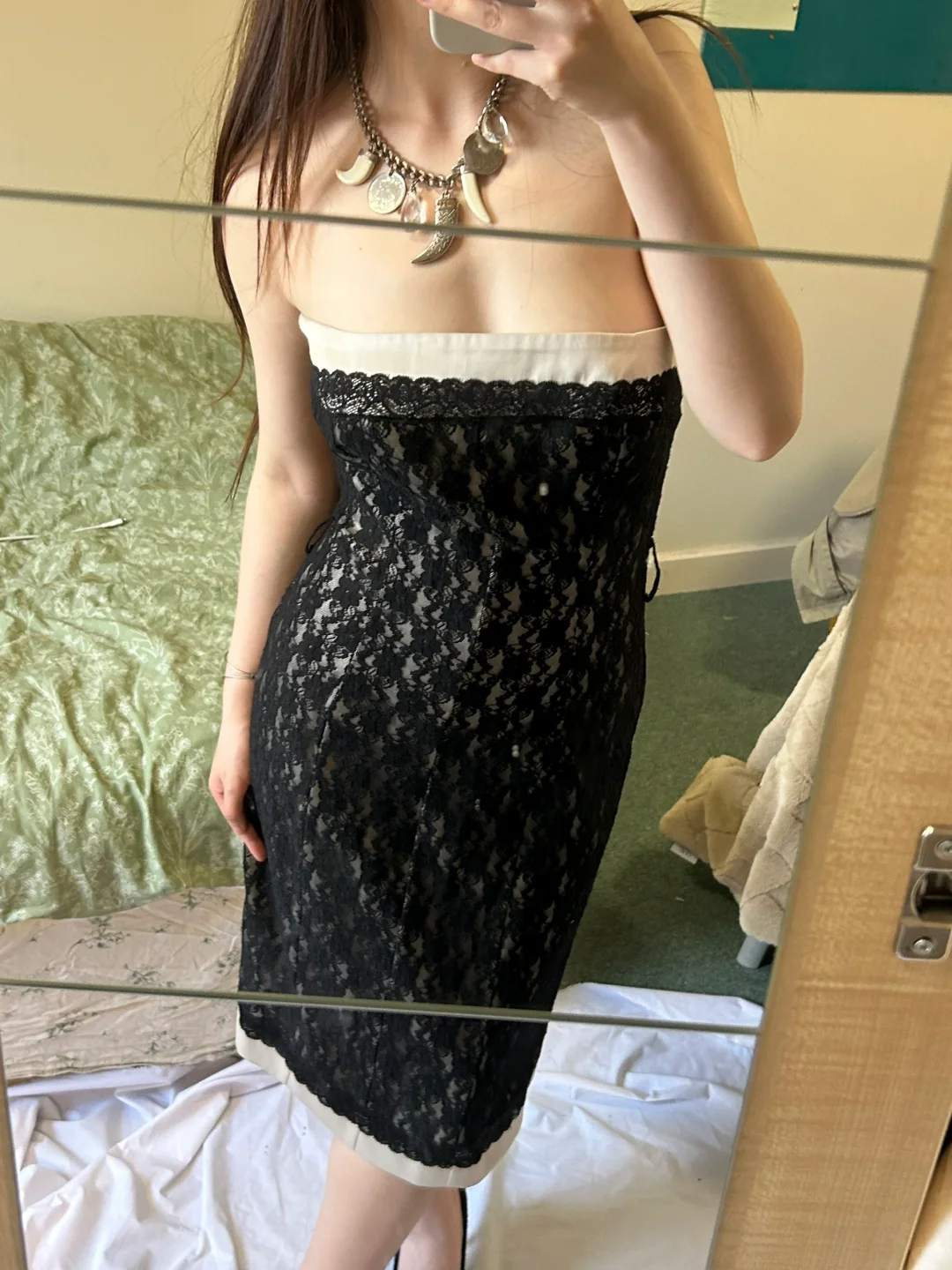 Sexy Vintage Black Strapless Lace Fitted Waist Bodycon Prom & Evening Party Dress gh8469