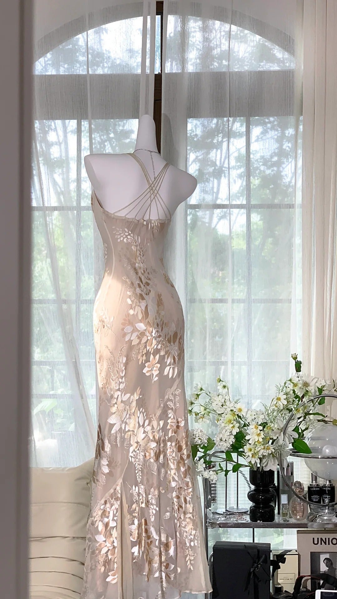 Hellrosa Blumen Elegant Romantisch Lang Chiffon Ballkleid Abendkleid Partykleid gh4402