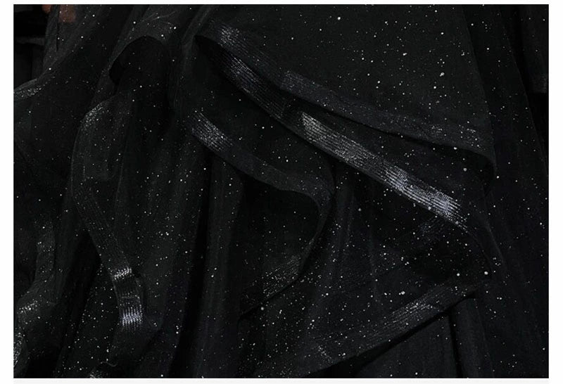 Black Shiny Sweetheart Tulle Layers Ball Gown Formal Dresses, Black Evening Dress Prom Dress gh2302