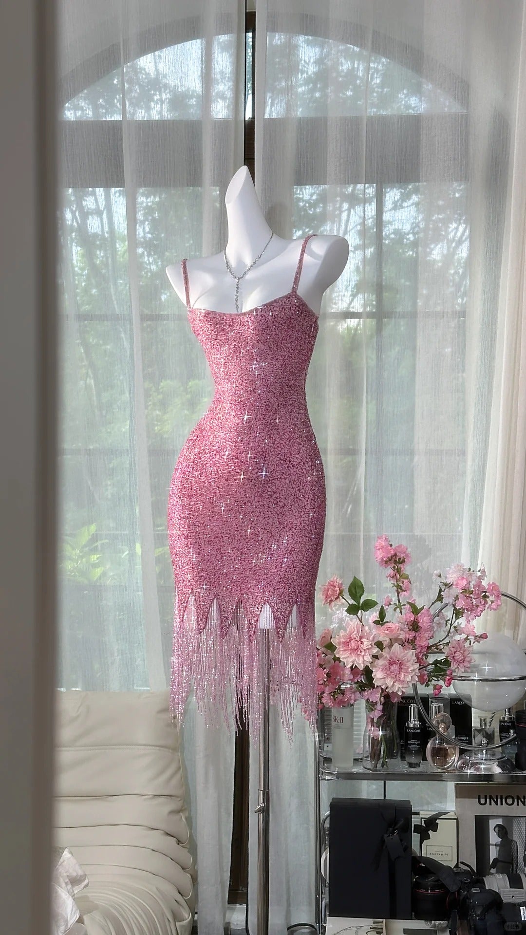 Rosa glänzendes Vintage Chiffon kurzes Homecoming-Kleid Ballkleid Abendkleid Partykleid gh4822