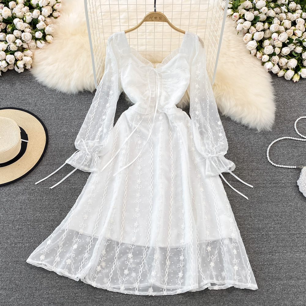 A-line lace dress fairy's first love Platycodon skirt 11203