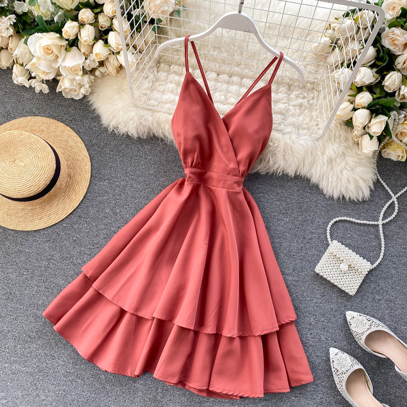 Nettes kurzes Kleid mit V-Ausschnitt A-Linie Modekleider 10876