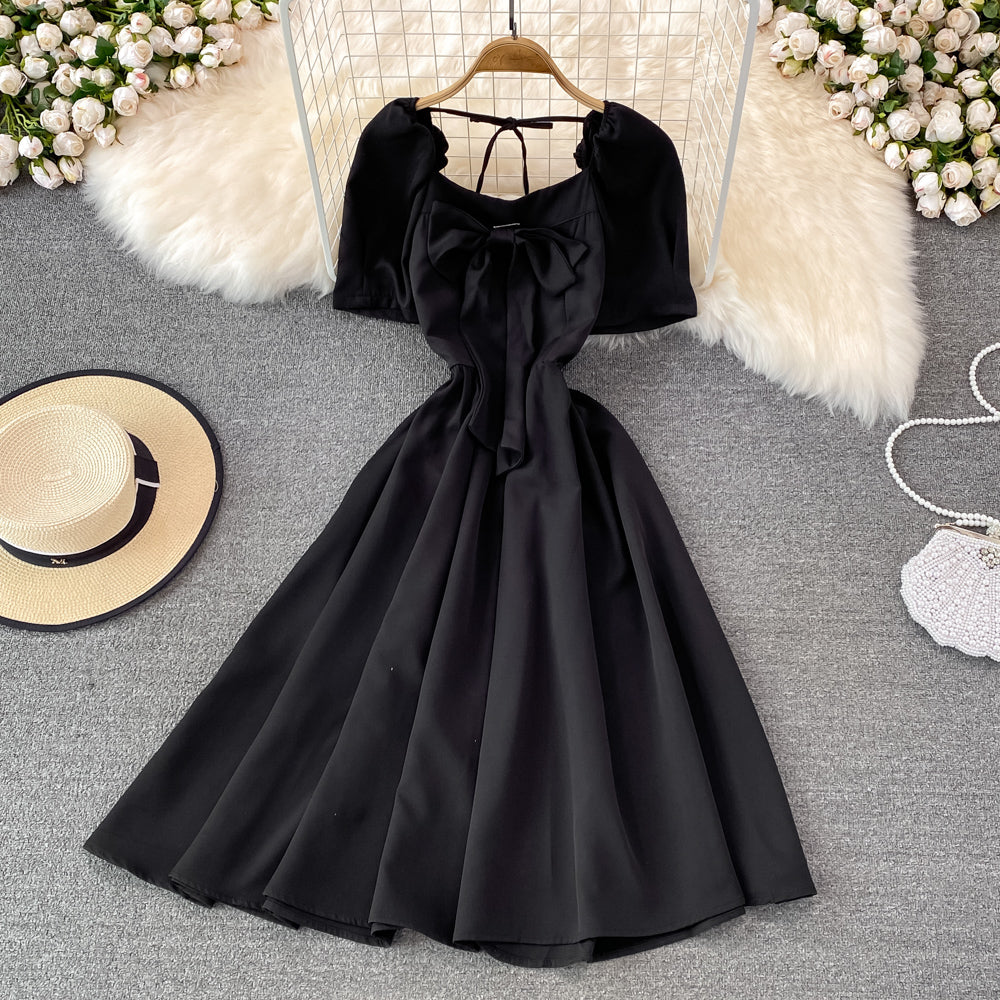Cute Bow A Line Short Dress 10696