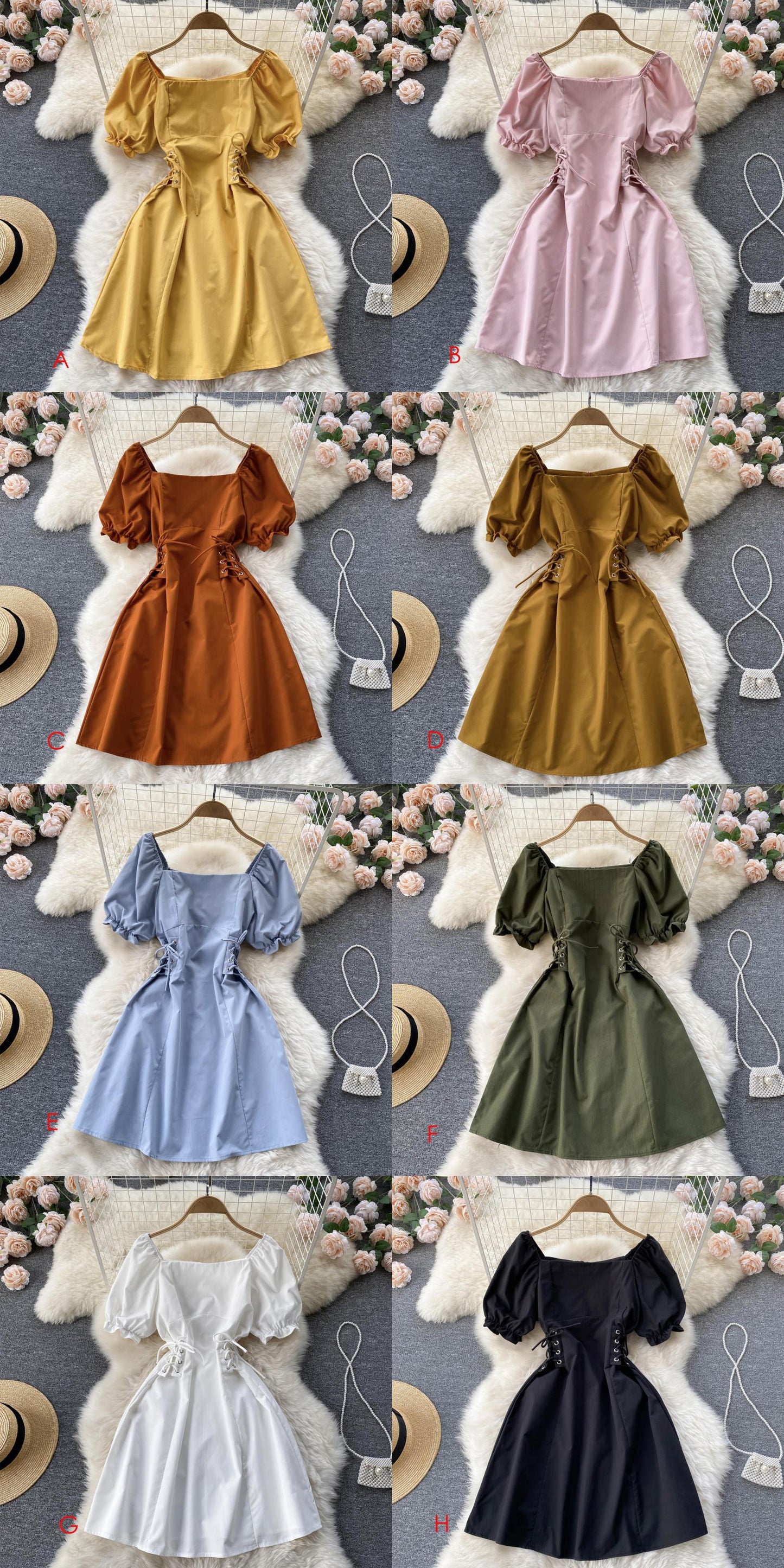 Cute A Line Lace Up Dress Fashion Dress 10662