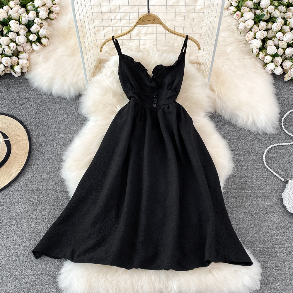 Fashion V-neck sleeveless backless suspender dress 11116