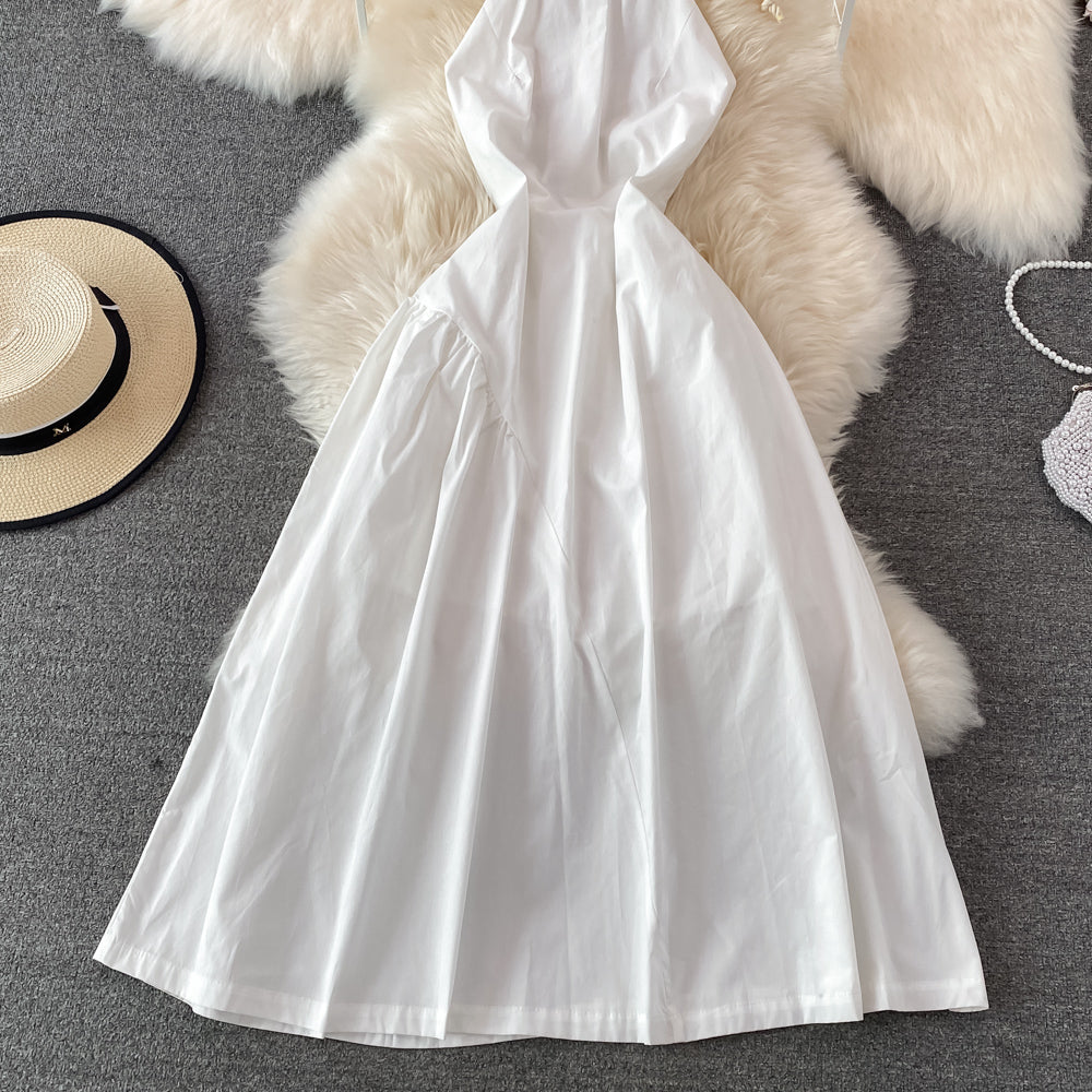 White A Line Backless Short Dress Fashion Dress 10717