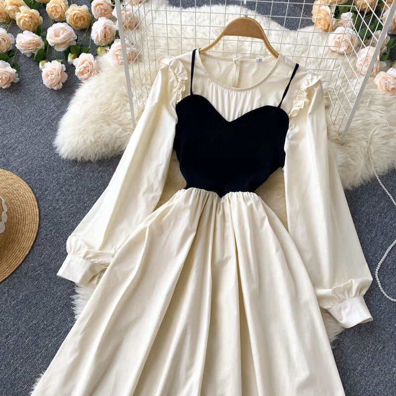 Cute A Line Long Sleeve Dress A Line Fashion Dress 10666