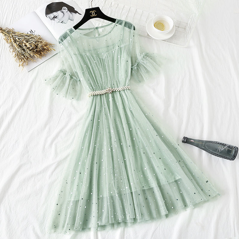 Robe en maille étoilée fée super douce 4335