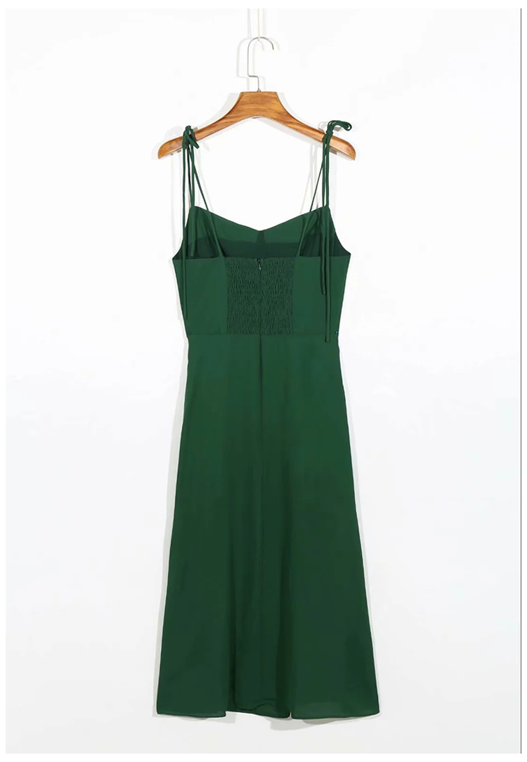Knielanges Kleid 7101 mit hoher Taille und sexy, seitlich geschlitztem Saum zum Schnüren
