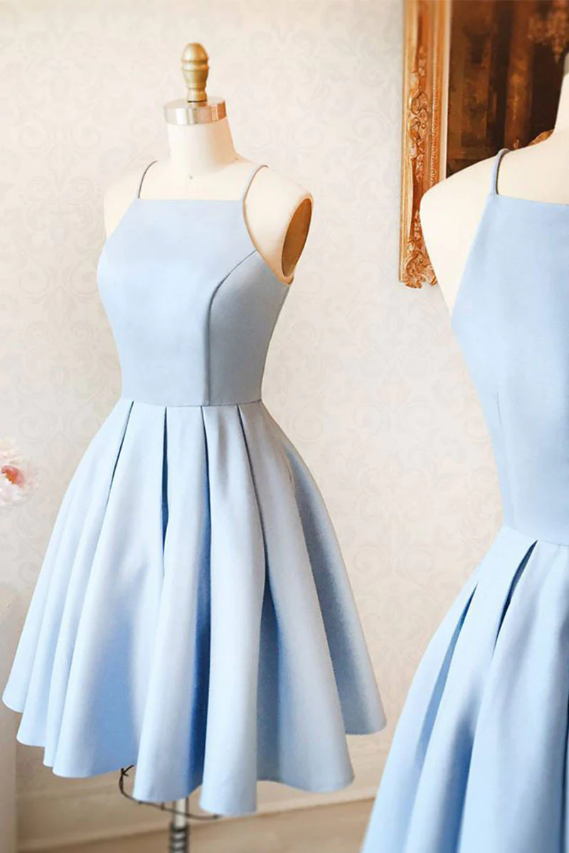 Blau/lila/rot süßes kurzes Satin-Ballkleid Homecoming-Kleid Geburtstagsparty-Kleid gh805