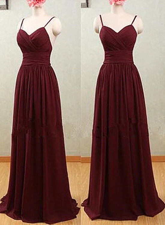Belle robe de soirée longue en mousseline de soie avec bretelles et décolleté en cœur, jolie robe de soirée gh419