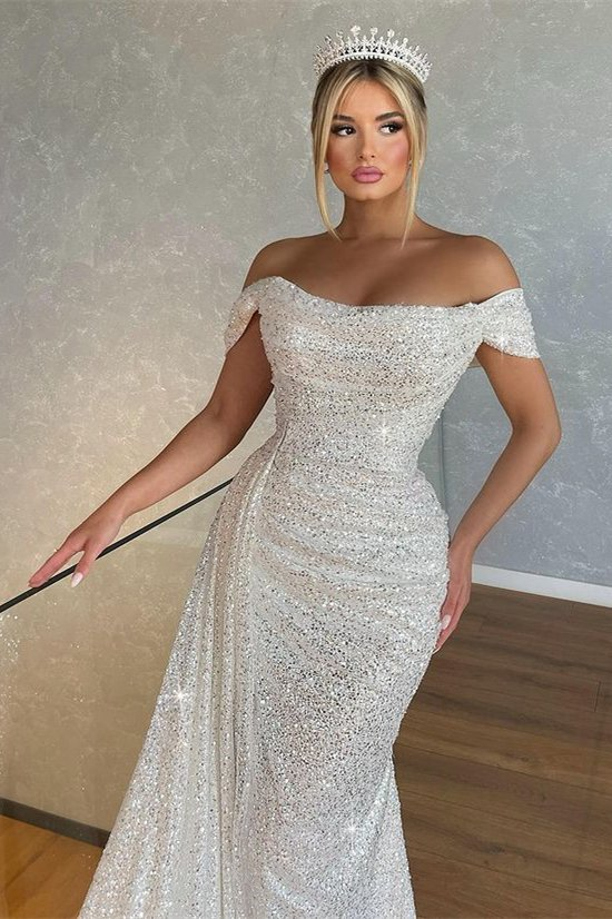 Wunderschönes, schulterfreies, trägerloses Meerjungfrauen-Abschlussballkleid mit Pailletten gh780
