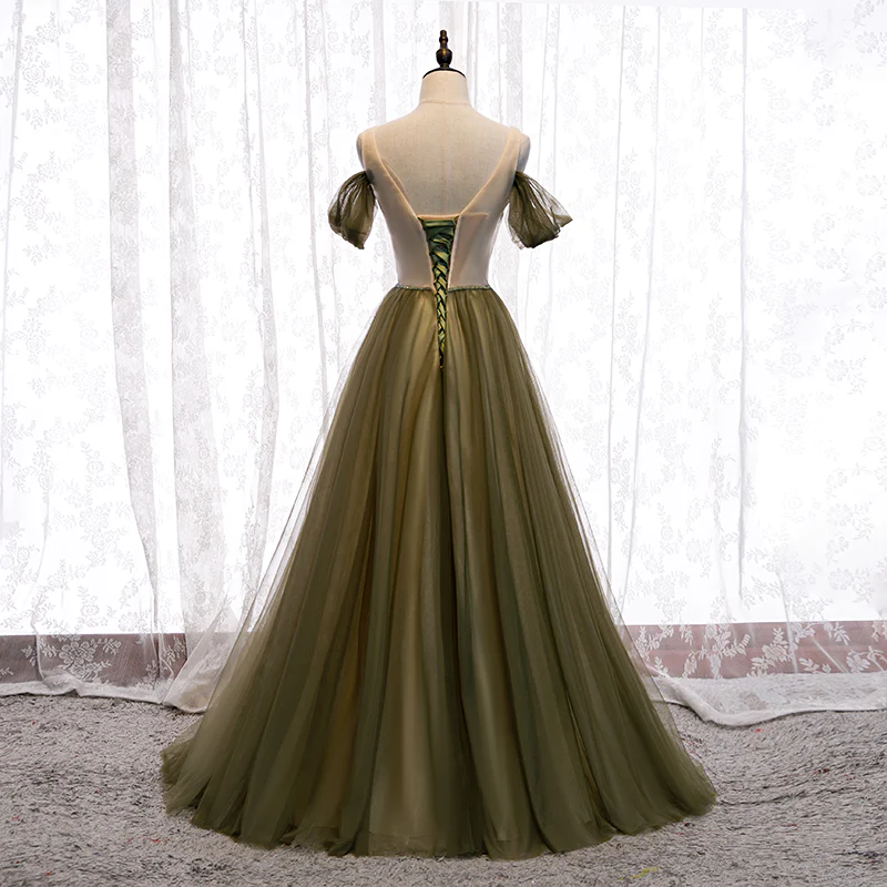 Off Shoulder Tulle Sweetheart Floor Length Long Party Dress, A-Line Wedding Party Dresses Prom dress gh19