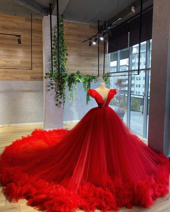 Robe de soirée longue et élégante rouge magnifique robe de bal gh1804